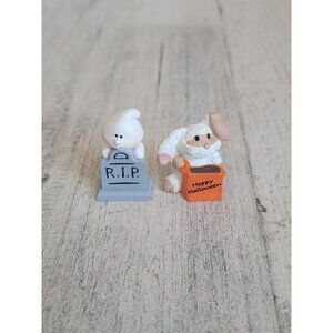 Vintage Hallmark happy Halloween bunny mummy ghost tomb figure set